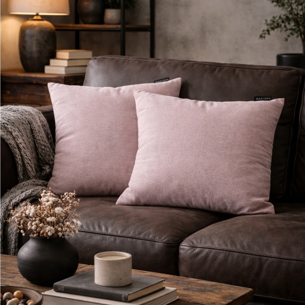 Madison Maya Mauve Pink Velvet Throw Pillow Sham Cover Set 20” Square